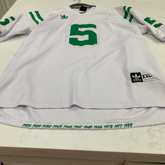 Notre Dame White Green XXL Jersey #5 PreOwned  some peeled off letters on back - Picture 9 of 10